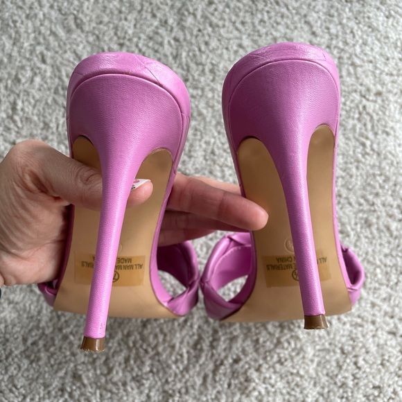 Olivia Ferguson Quilted Woven Lilac Purple High Heels, Size 7.5 Open Square Toe - Picture 6 of 15